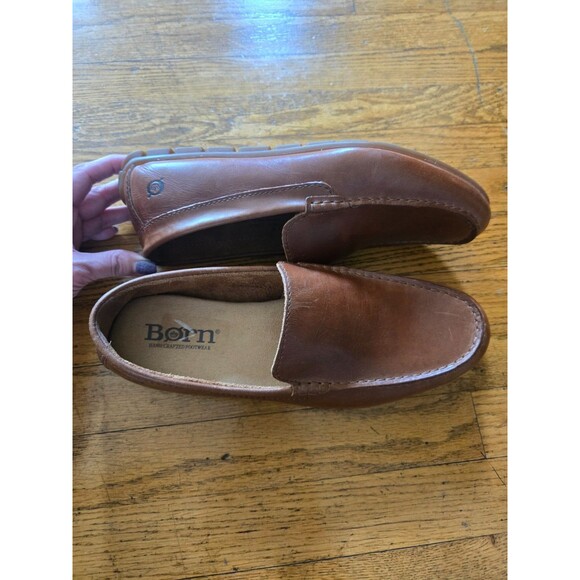 Born Caleb Mens Leather Slip On Moc Loafer Driving Shoes Brown Size 9.5M main image 5